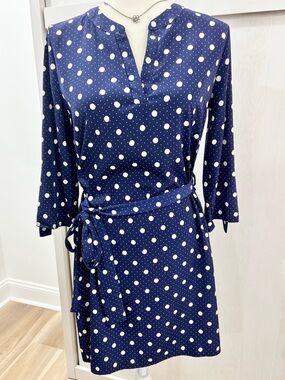 My Beloved Navy Polka Dot Dress With Sash